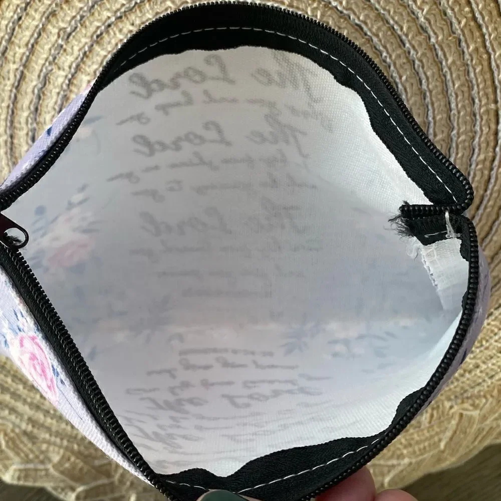 Unbranded Floral Lavendar Bible Verse Cosmetic Pouch. Numbers 6:24-26. NWOT.